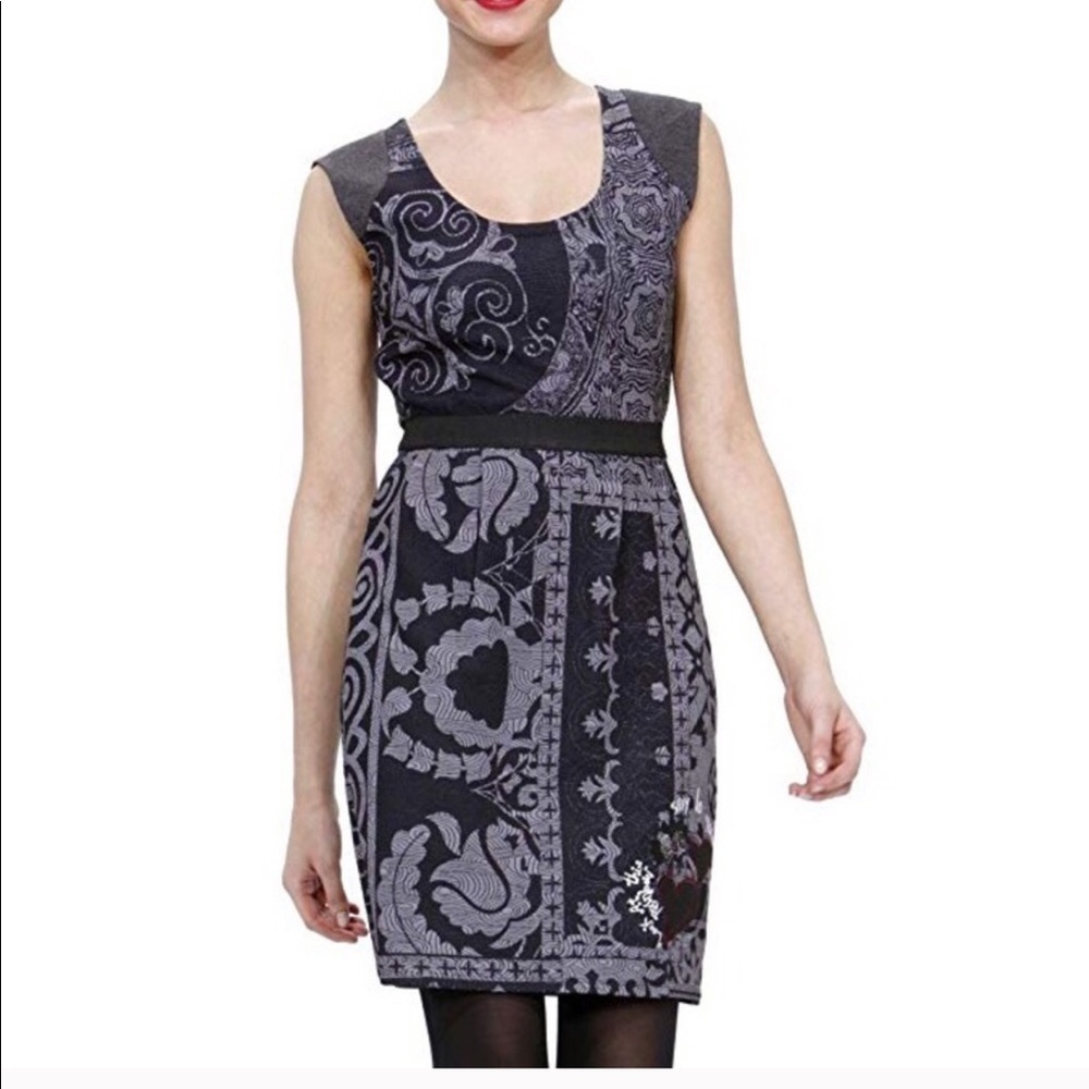 DESIGUAL Gray Printed Dress M